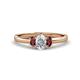 1 - Gemma 7x5 mm Oval Cut Lab Grown Diamond and Red Garnet Trellis Three Stone Engagement Ring 