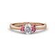 1 - Gemma 7x5 mm Oval Cut Lab Grown Diamond and Rhodolite Garnet Trellis Three Stone Engagement Ring 