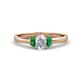 1 - Gemma 7x5 mm Oval Cut Lab Grown Diamond and Emerald Trellis Three Stone Engagement Ring 