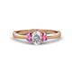 1 - Gemma 7x5 mm Oval Cut Lab Grown Diamond and Pink Sapphire Trellis Three Stone Engagement Ring 