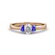 1 - Gemma 7x5 mm Oval Cut Lab Grown Diamond and Tanzanite Trellis Three Stone Engagement Ring 