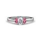 1 - Gemma 7x5 mm Oval Cut Lab Grown Diamond and Pink Tourmaline Trellis Three Stone Engagement Ring 