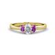 1 - Gemma 7x5 mm Oval Cut Lab Grown Diamond and Amethyst Trellis Three Stone Engagement Ring 
