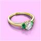 2 - Gemma 7x5 mm Oval Cut Lab Grown Diamond and Emerald Trellis Three Stone Engagement Ring 