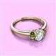 2 - Gemma 7x5 mm Oval Cut Lab Grown Diamond and Peridot Trellis Three Stone Engagement Ring 