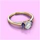 2 - Gemma 7x5 mm Oval Cut Lab Grown Diamond and Iolite Trellis Three Stone Engagement Ring 