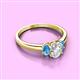 2 - Gemma 7x5 mm Oval Cut Lab Grown Diamond and Blue Topaz Trellis Three Stone Engagement Ring 