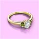 2 - Gemma 7x5 mm Oval Cut Lab Grown Diamond and Peridot Trellis Three Stone Engagement Ring 
