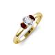 3 - Gemma 7x5 mm Oval Cut Lab Grown Diamond and Red Garnet Trellis Three Stone Engagement Ring 