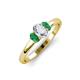 3 - Gemma 7x5 mm Oval Cut Lab Grown Diamond and Emerald Trellis Three Stone Engagement Ring 