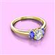 2 - Gemma 7x5 mm Oval Cut Lab Grown Diamond and Tanzanite Trellis Three Stone Engagement Ring 