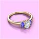2 - Gemma 7x5 mm Oval Cut Lab Grown Diamond and Tanzanite Trellis Three Stone Engagement Ring 