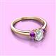 2 - Gemma 7x5 mm Oval Cut Lab Grown Diamond and Amethyst Trellis Three Stone Engagement Ring 