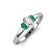 3 - Gemma 7x5 mm Oval Cut Lab Grown Diamond and Emerald Trellis Three Stone Engagement Ring 