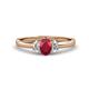1 - Gemma 7x5 mm Oval Cut Ruby and Lab Grown Diamond Trellis Three Stone Engagement Ring 