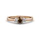 1 - Gemma 7x5 mm Oval Cut Smoky Quartz and Lab Grown Diamond Trellis Three Stone Engagement Ring 