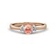 1 - Gemma 7x5 mm Oval Cut Morganite and Lab Grown Diamond Trellis Three Stone Engagement Ring 