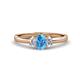1 - Gemma 7x5 mm Oval Cut Blue Topaz and Lab Grown Diamond Trellis Three Stone Engagement Ring 