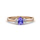 1 - Gemma 7x5 mm Oval Cut Tanzanite and Lab Grown Diamond Trellis Three Stone Engagement Ring 