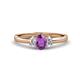 1 - Gemma 7x5 mm Oval Cut Amethyst and Lab Grown Diamond Trellis Three Stone Engagement Ring 