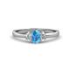 1 - Gemma 7x5 mm Oval Cut Blue Topaz and Lab Grown Diamond Trellis Three Stone Engagement Ring 