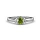 1 - Gemma 7x5 mm Oval Cut Peridot and Lab Grown Diamond Trellis Three Stone Engagement Ring 
