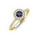 3 - Caline Desire Round Blue Sapphire and Diamond Floral Halo Engagement Ring 