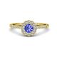 1 - Caline Desire Round Tanzanite and Diamond Floral Halo Engagement Ring 