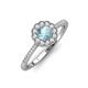 3 - Caline Desire Round Aquamarine and Diamond Floral Halo Engagement Ring 