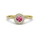 1 - Caline Desire Round Pink Tourmaline and Diamond Floral Halo Engagement Ring 