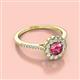 2 - Caline Desire Round Pink Tourmaline and Diamond Floral Halo Engagement Ring 
