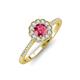 3 - Caline Desire Round Pink Tourmaline and Diamond Floral Halo Engagement Ring 