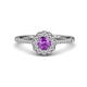 1 - Caline Desire Round Amethyst and Diamond Floral Halo Engagement Ring 