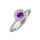 3 - Caline Desire Round Amethyst and Diamond Floral Halo Engagement Ring 