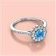 2 - Caline Desire Round Blue Topaz and Diamond Floral Halo Engagement Ring 