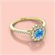 2 - Caline Desire Round Blue Topaz and Diamond Floral Halo Engagement Ring 