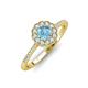 3 - Caline Desire Round Blue Topaz and Diamond Floral Halo Engagement Ring 