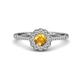 1 - Caline Desire Round Citrine and Diamond Floral Halo Engagement Ring 