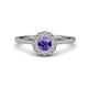 1 - Caline Desire Round Iolite and Diamond Floral Halo Engagement Ring 