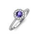 3 - Caline Desire Round Iolite and Diamond Floral Halo Engagement Ring 