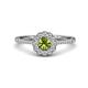 1 - Caline Desire Round Peridot and Diamond Floral Halo Engagement Ring 