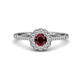 1 - Caline Desire Round Red Garnet and Diamond Floral Halo Engagement Ring 