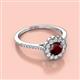 2 - Caline Desire Round Red Garnet and Diamond Floral Halo Engagement Ring 