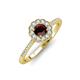 3 - Caline Desire Round Red Garnet and Diamond Floral Halo Engagement Ring 