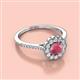 2 - Caline Desire Round Rhodolite Garnet and Diamond Floral Halo Engagement Ring 