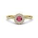 1 - Caline Desire Round Rhodolite Garnet and Diamond Floral Halo Engagement Ring 