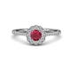 1 - Caline Desire Round Ruby and Diamond Floral Halo Engagement Ring 