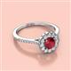 2 - Caline Desire Round Ruby and Diamond Floral Halo Engagement Ring 