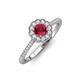 3 - Caline Desire Round Ruby and Diamond Floral Halo Engagement Ring 