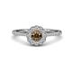 1 - Caline Desire Round Smoky Quartz and Diamond Floral Halo Engagement Ring 
